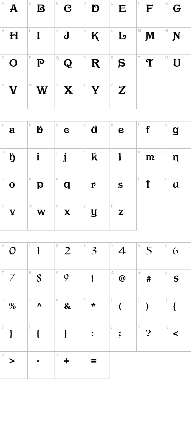 Dark Regular ttnorm character map