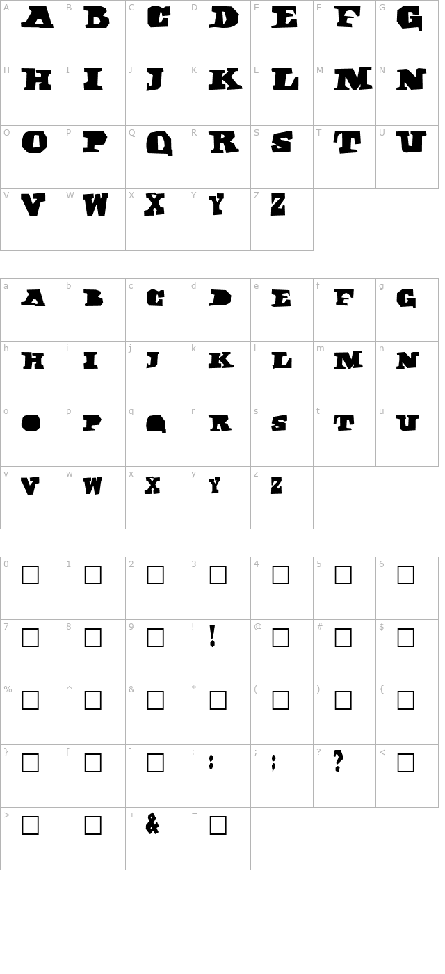 DarkBlack character map