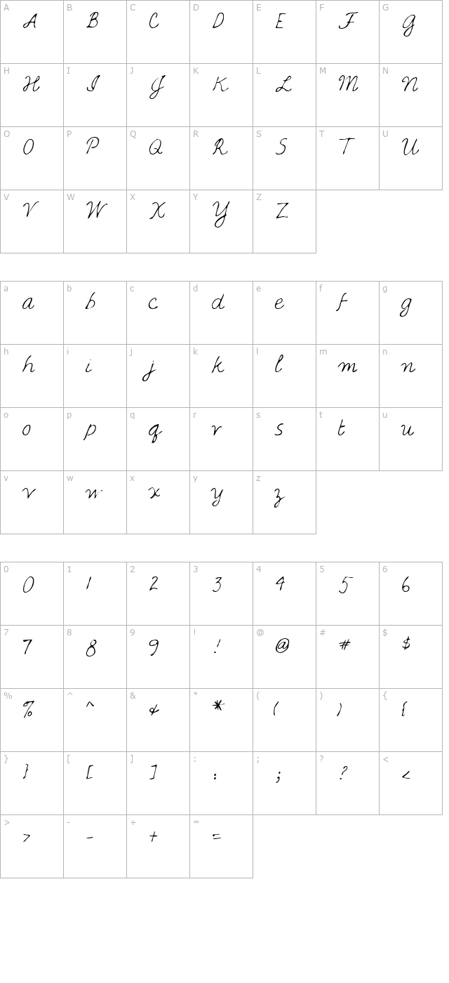 darleneshand-regular character map