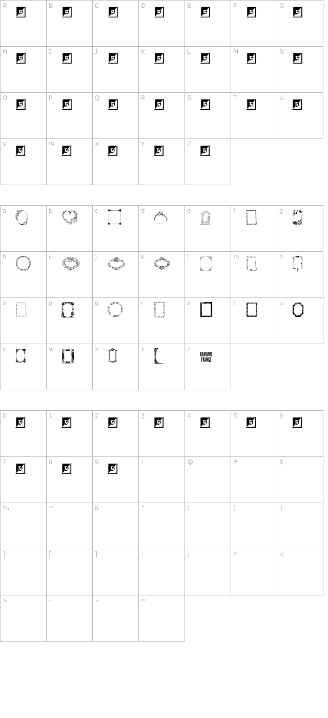 Darrians Frames character map