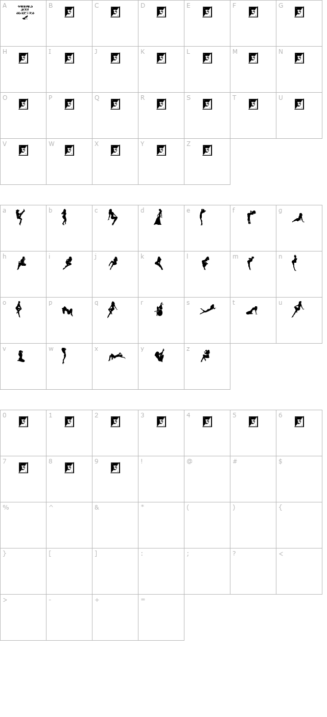 Darrians Sexy Silouettes character map