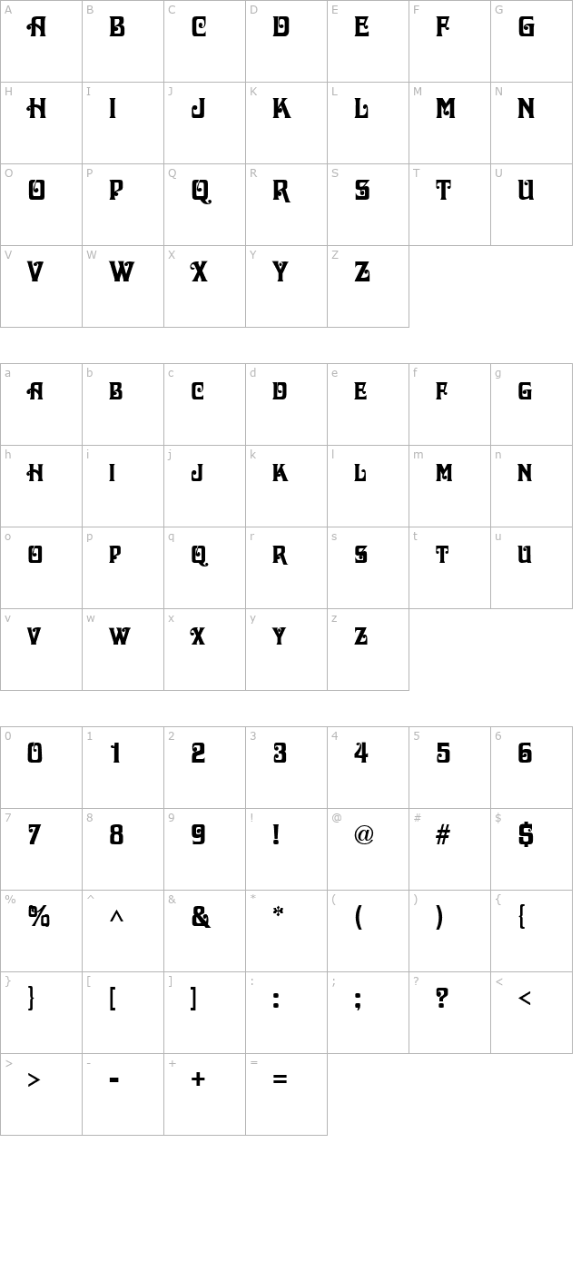 Dascha Regular character map