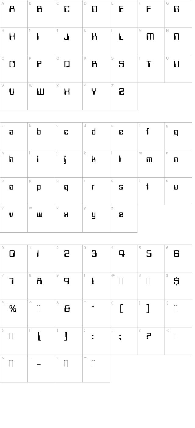 Data Seventy Plain character map