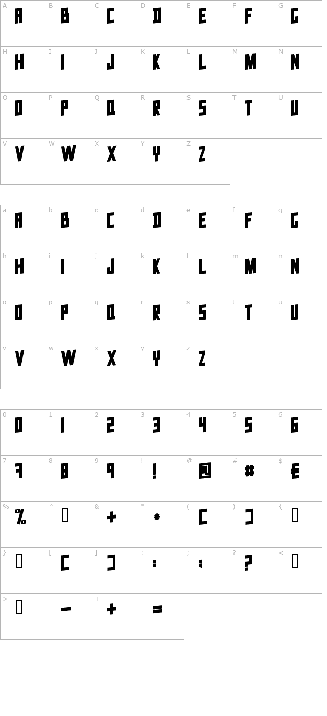 Data Trash #2 character map