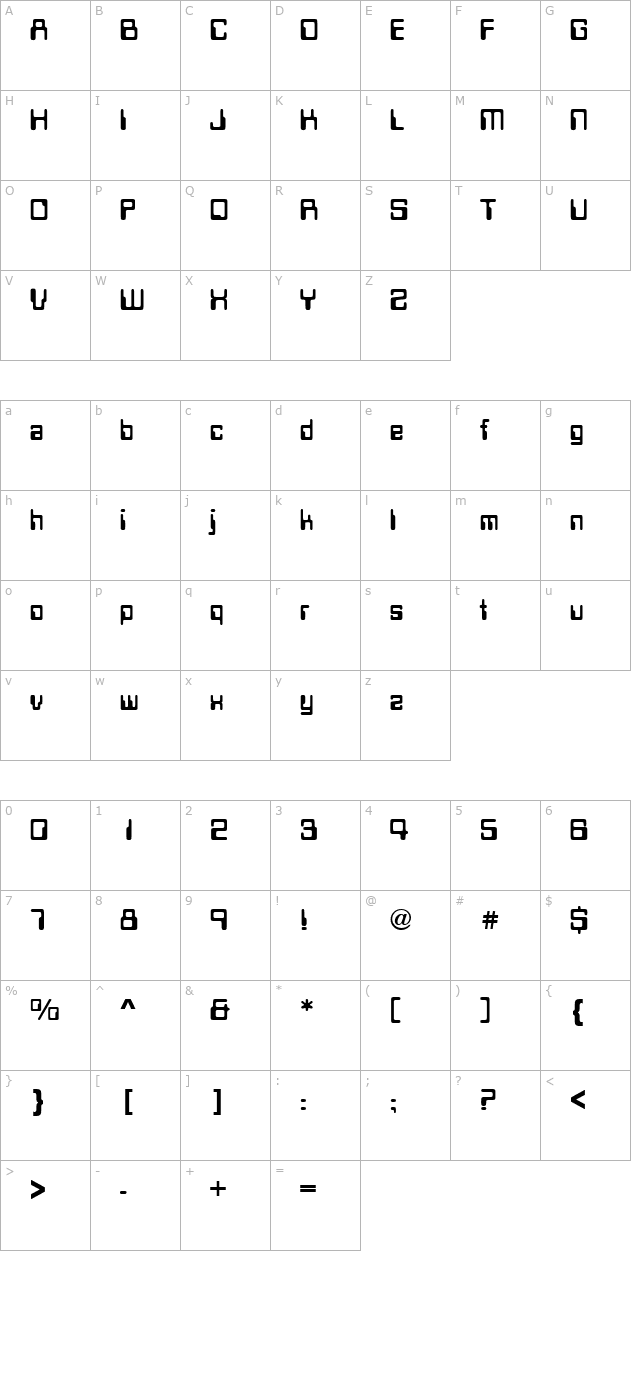 Datalook Regular character map