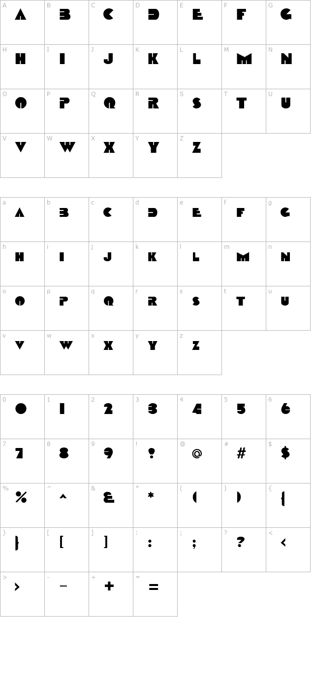 datcotheque-regular character map