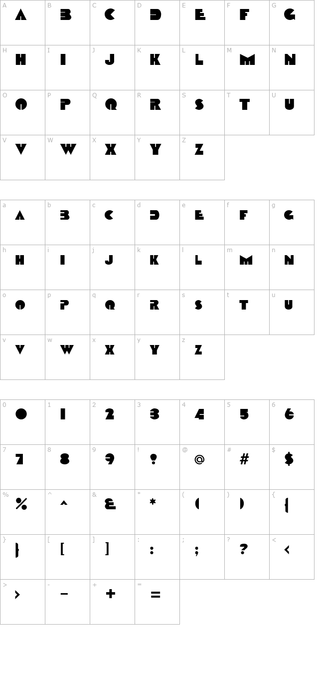 datcotheque character map