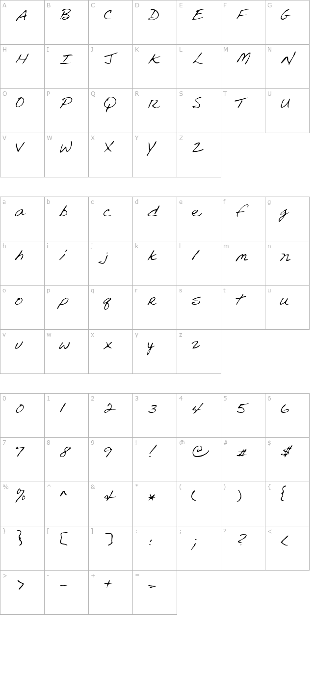 Dave Regular character map