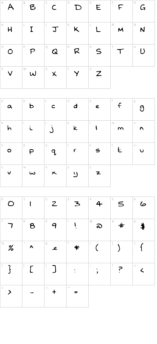 daveshand-regular character map