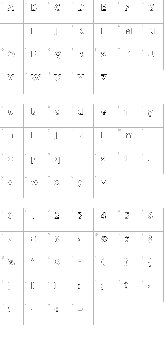 davidbeckeroutline-bold character map