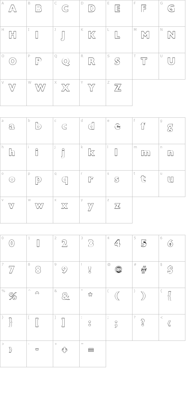 davidbeckeroutline-extrabold character map