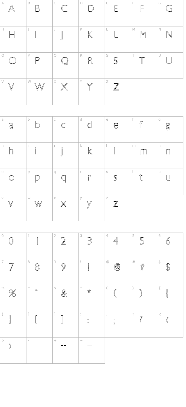 DavidBeckerOutline-ExtraLight character map