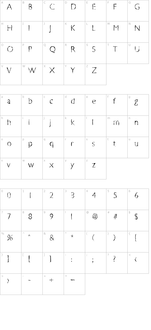 DavidBeckerRandom-Xlight-Regular character map