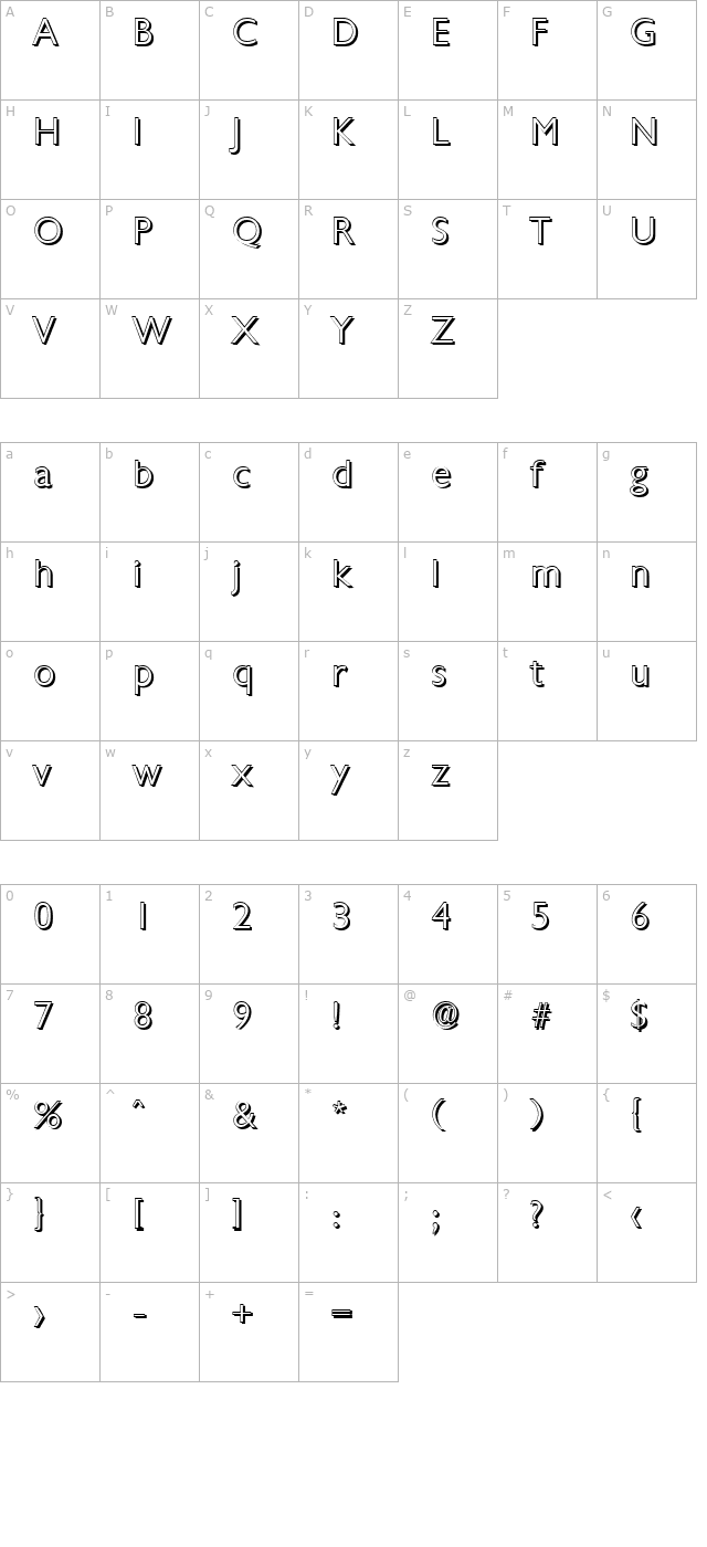 davidbeckershadow-light-regular character map