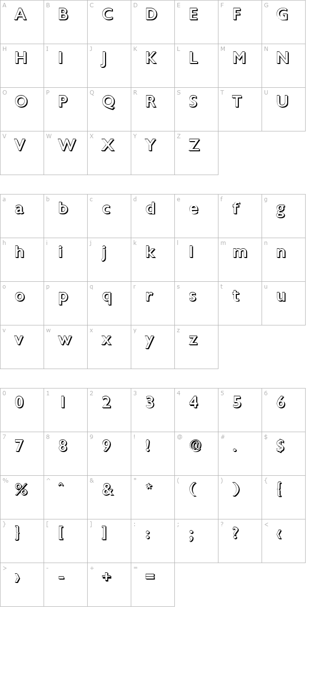 davidbeckershadow-medium-regular character map