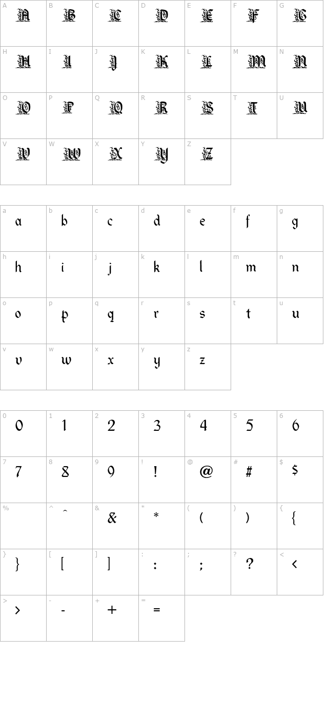 DavisFancy-Regular character map