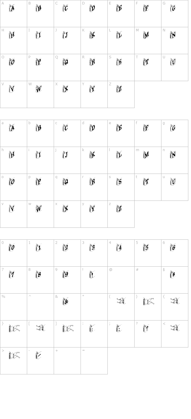 davys-ribbons-regular character map