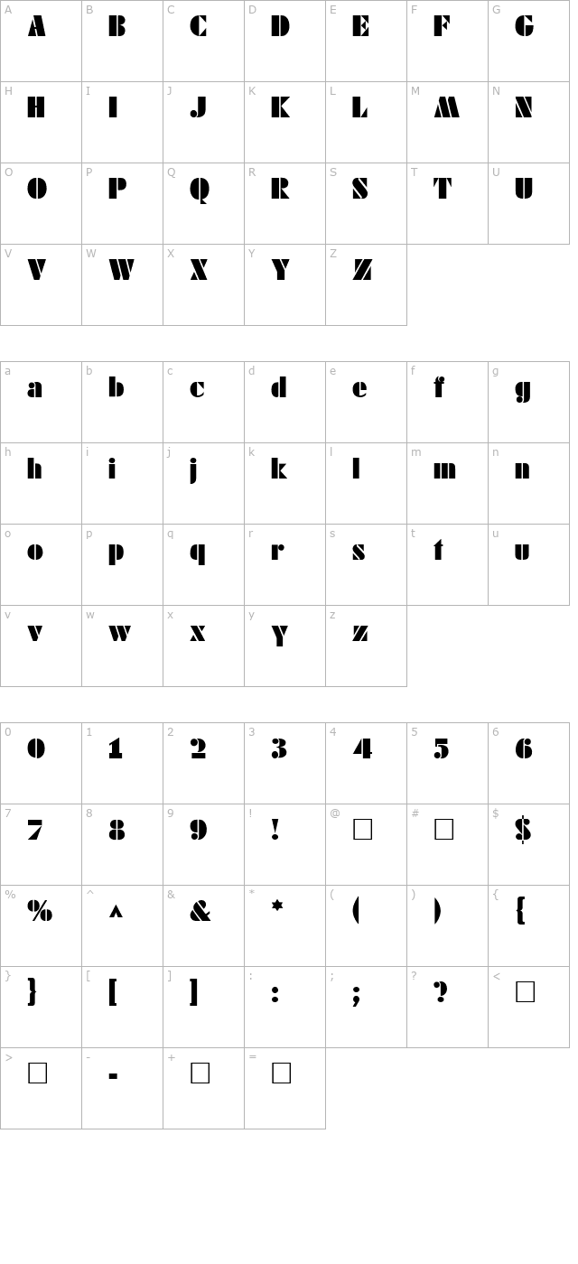 Dayton Regular character map