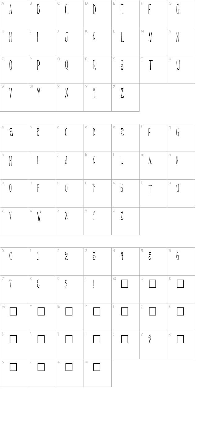 daytripper-plain character map