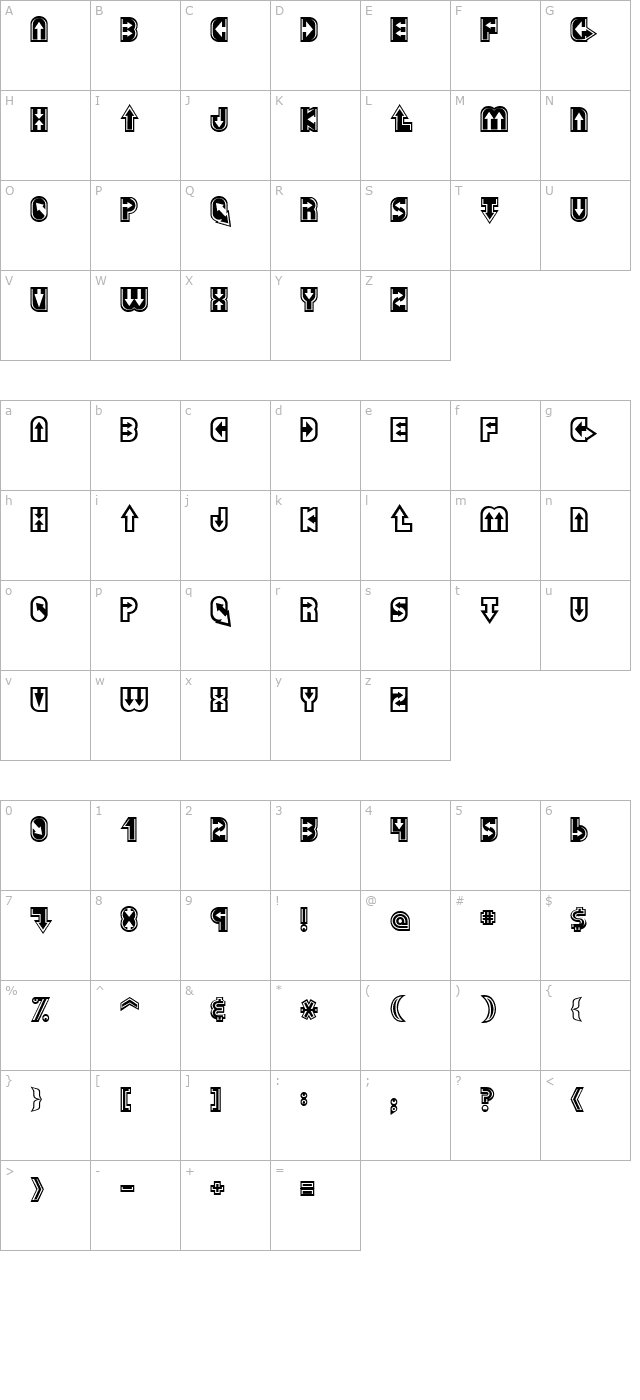 dazey character map