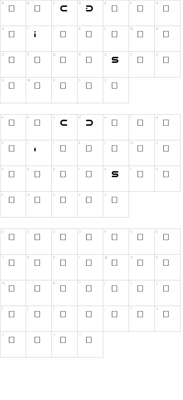 DCSi character map