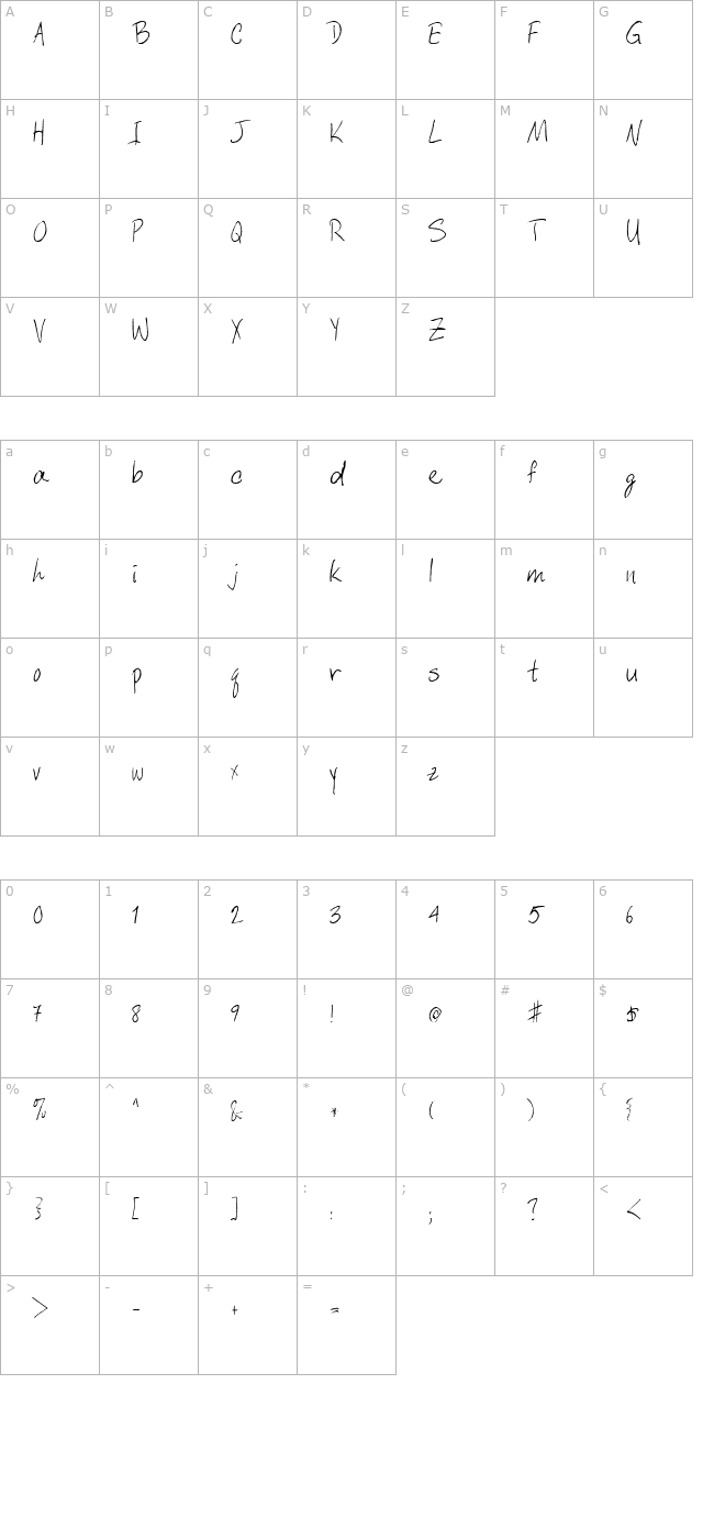 dcwri-regular character map