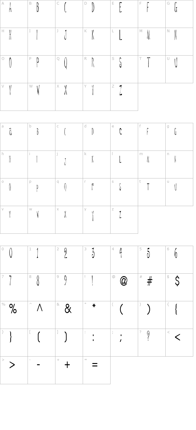 De Regular ttstd character map