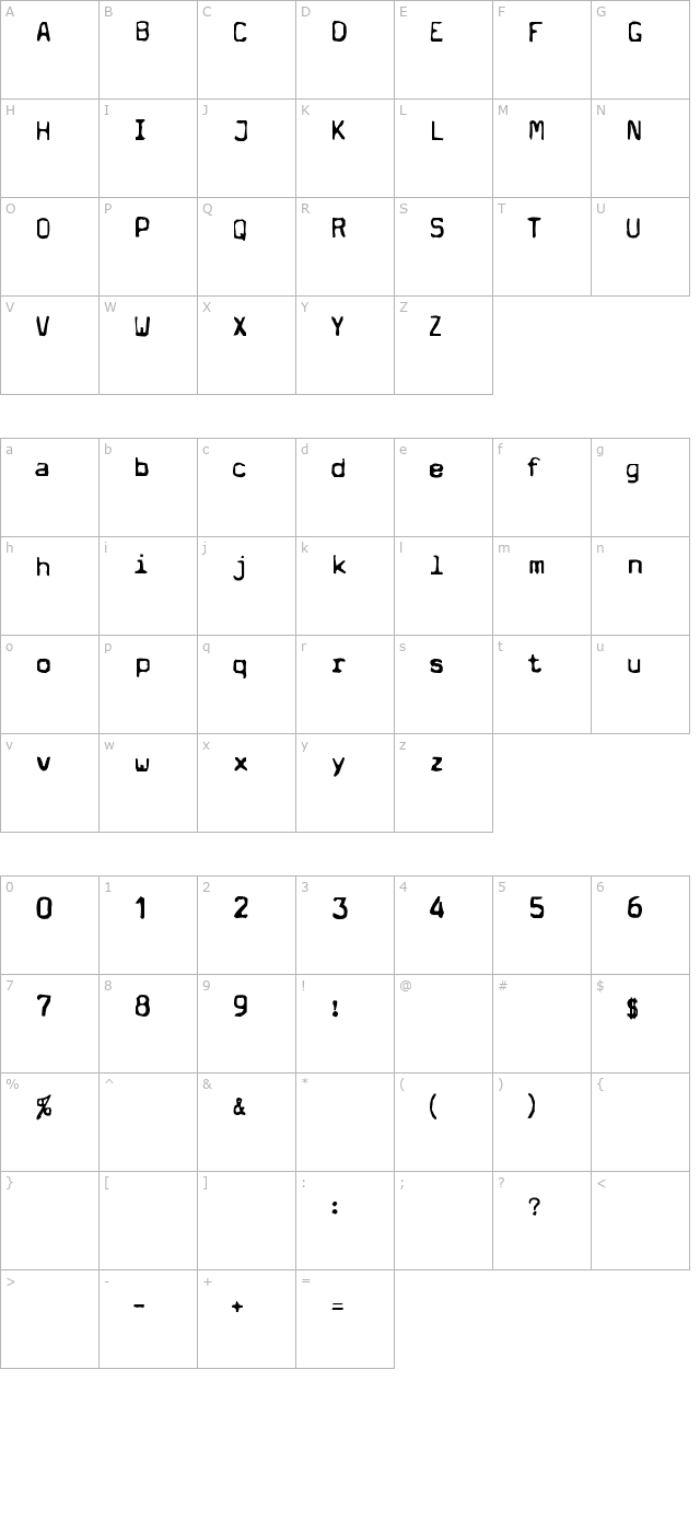 DeadPostMan character map