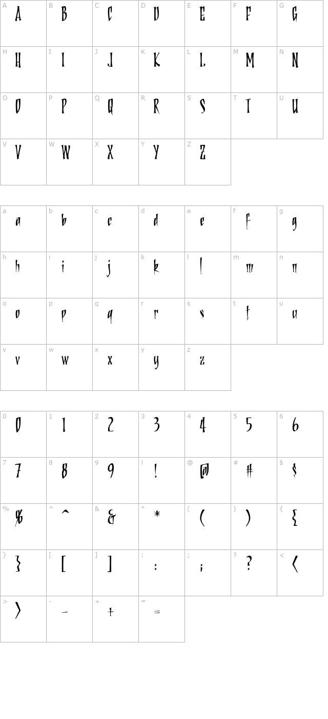 deadringer-bb character map