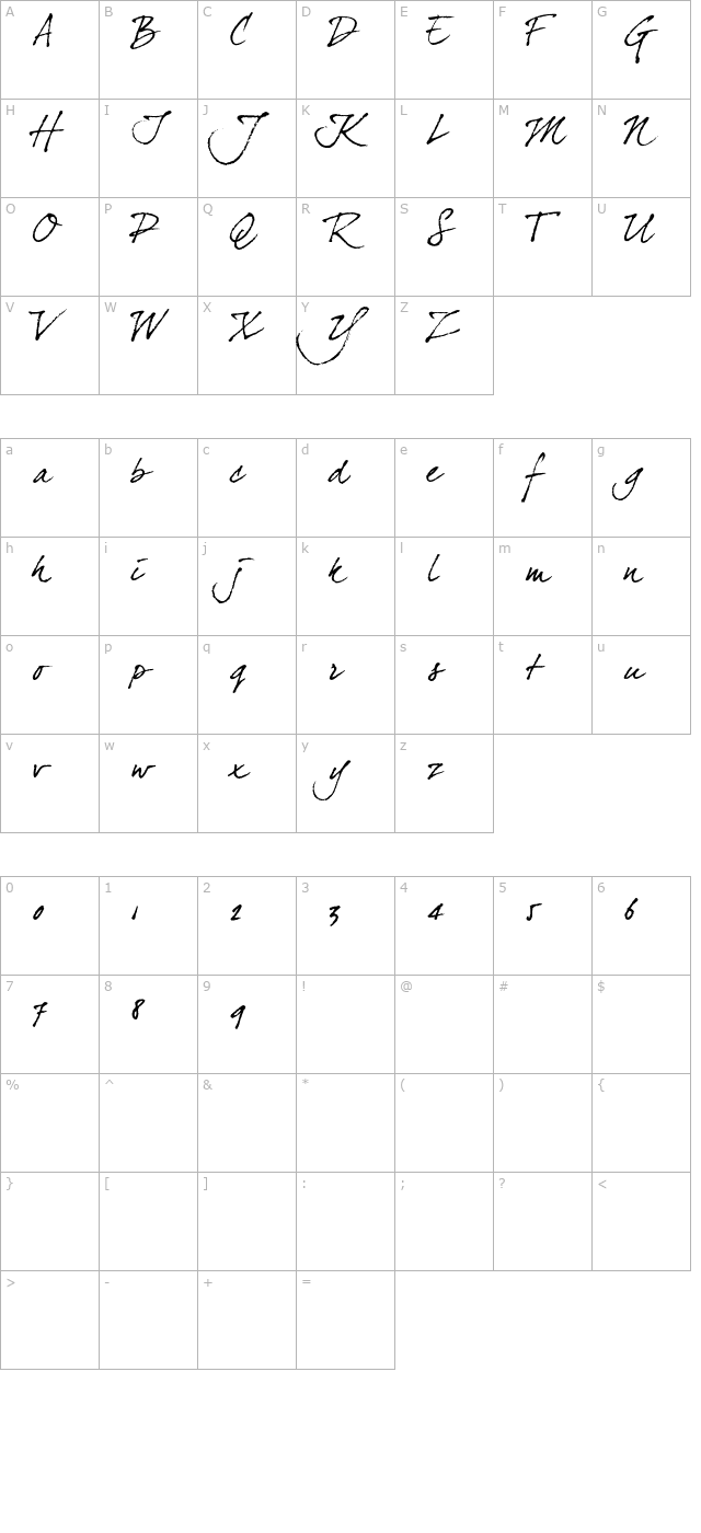 dearJoe4 OTF character map