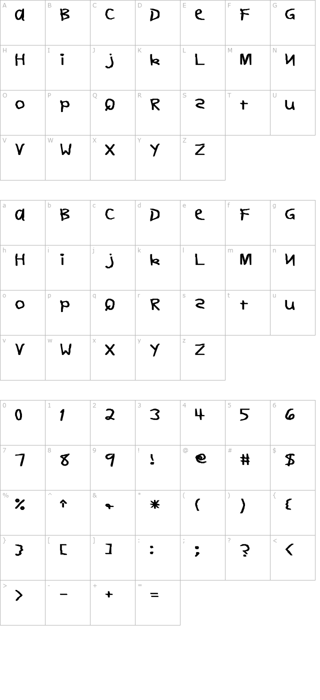 dearteacher-normal-bold character map