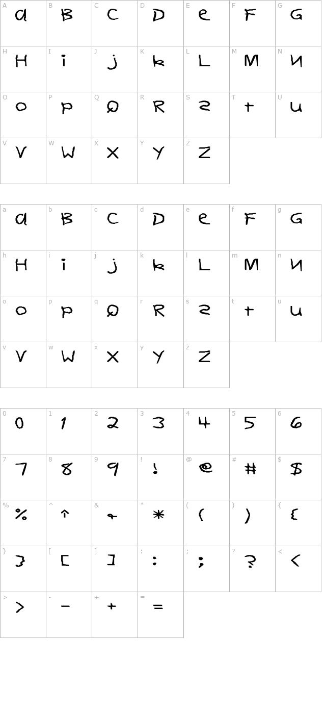 DearTeacher-Normal Wd character map