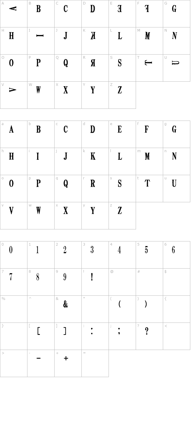 death-font character map
