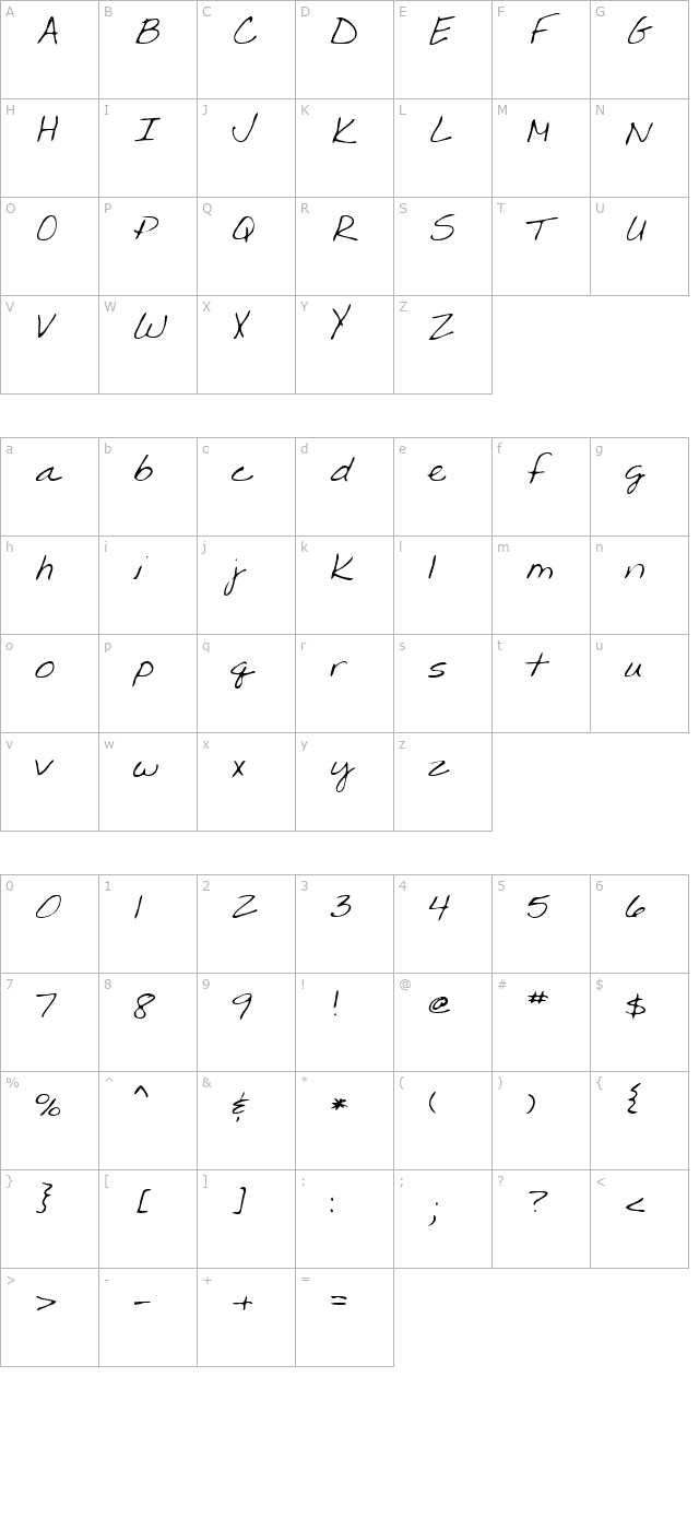 debbijo-regular character map