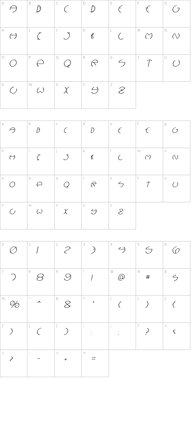 debevicdeco-italic character map