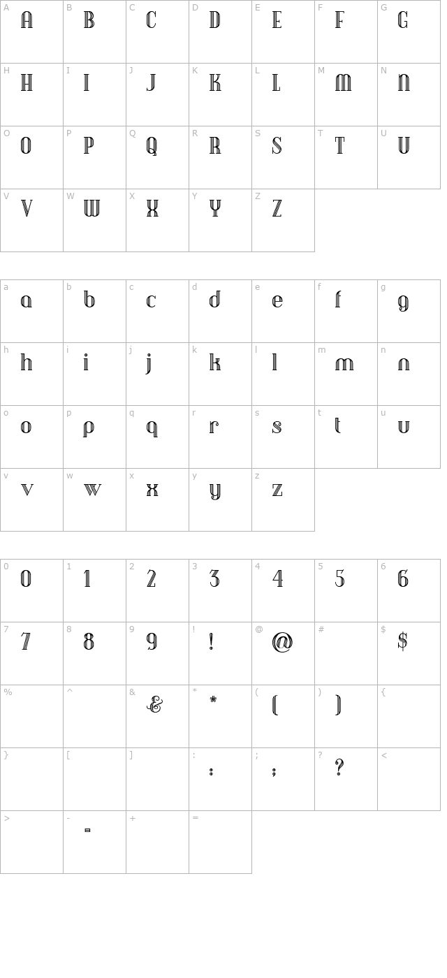 DebonairInline character map