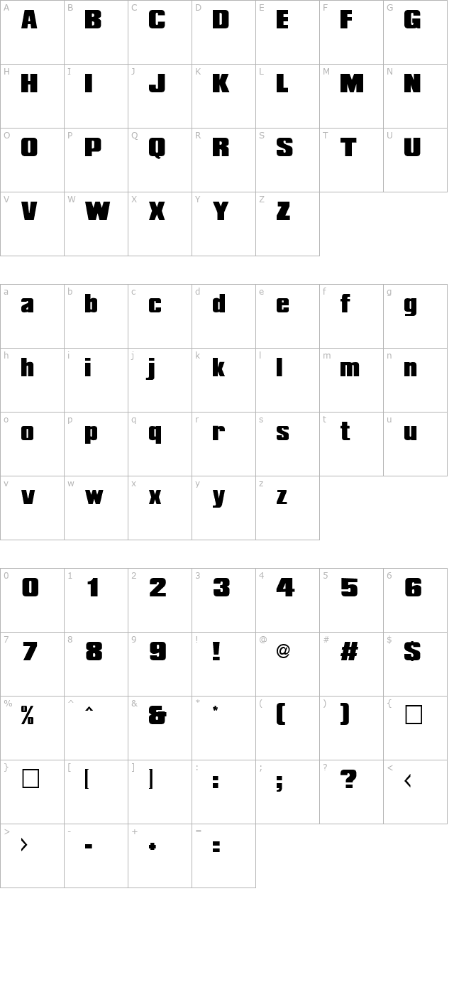 deborah-normal character map