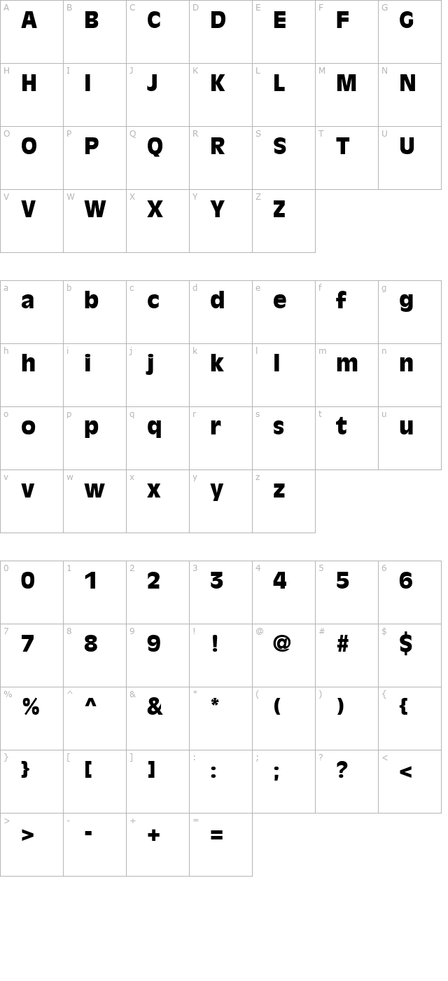 Decade Black SSi Black character map