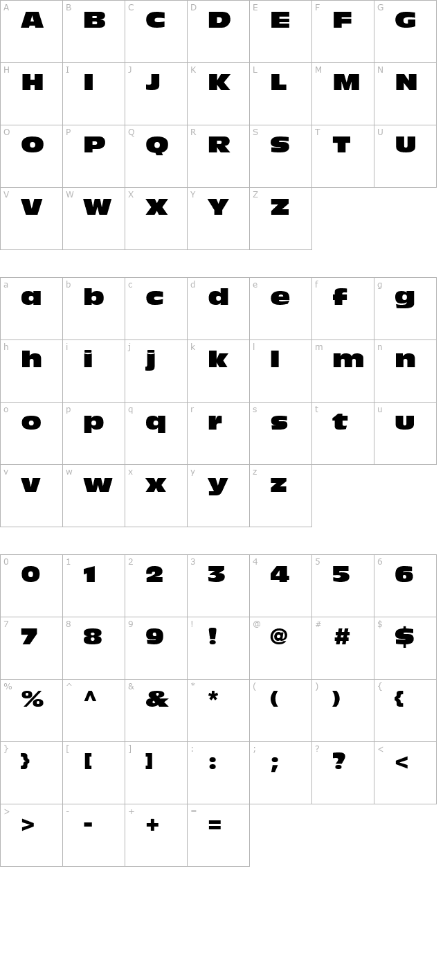 decade-black-ssi-extra-black character map