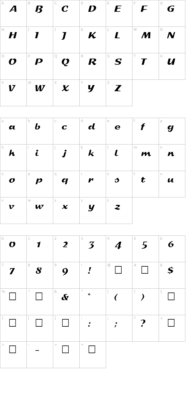 deccadisplayssk-regular character map