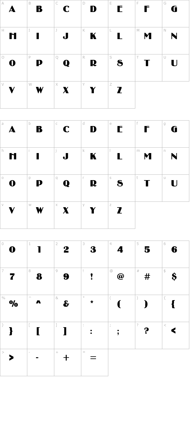 Deco-B730-Regular character map