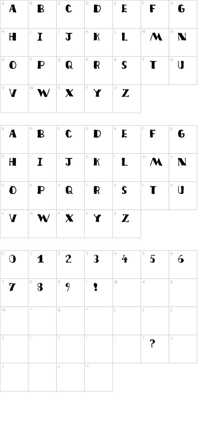 Deco Freehand character map