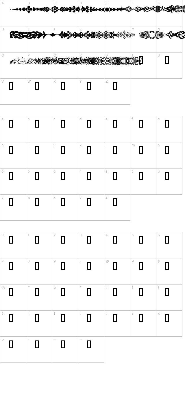 DecoDividers character map