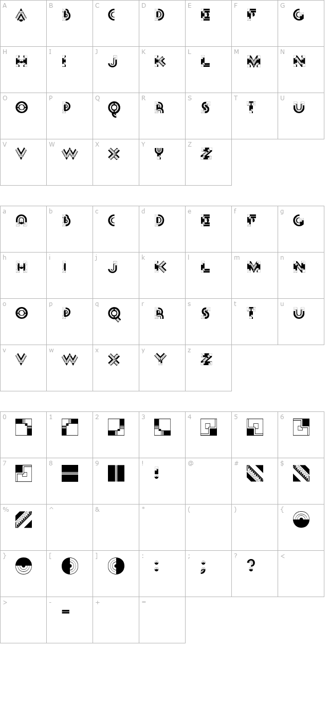 DecoInitials character map