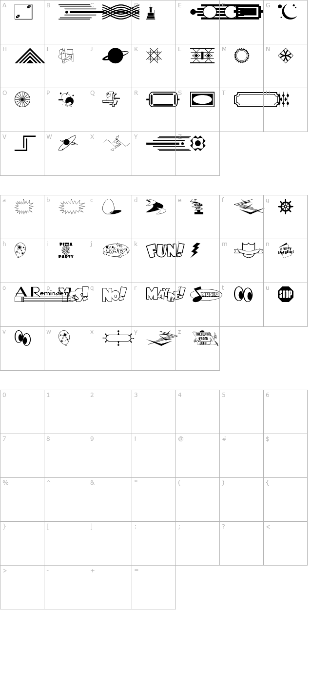 Decorative Elements JL character map