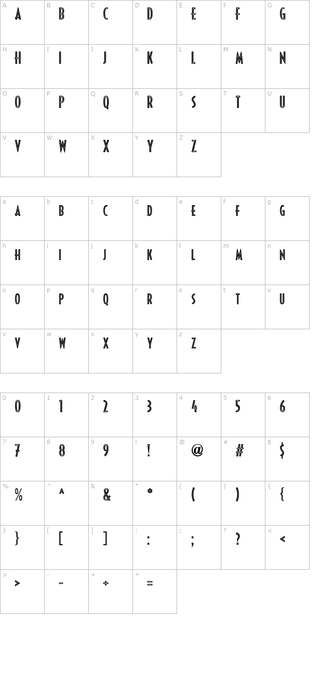 Decotura ICG Inline character map