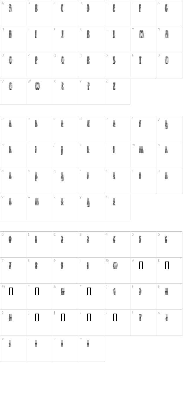 Deeter character map