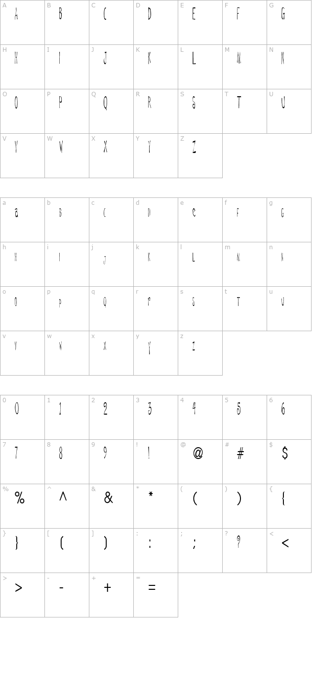 degarthin6-regular-ttcon character map