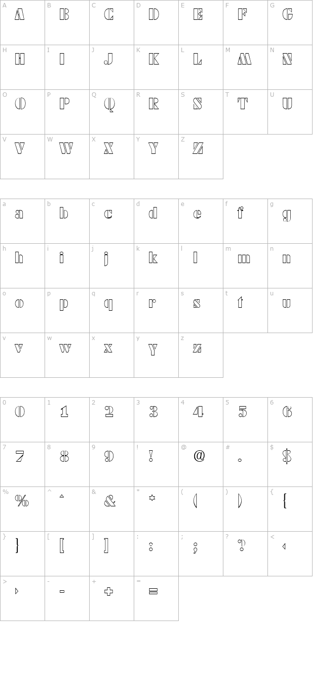 dekoblack-open character map