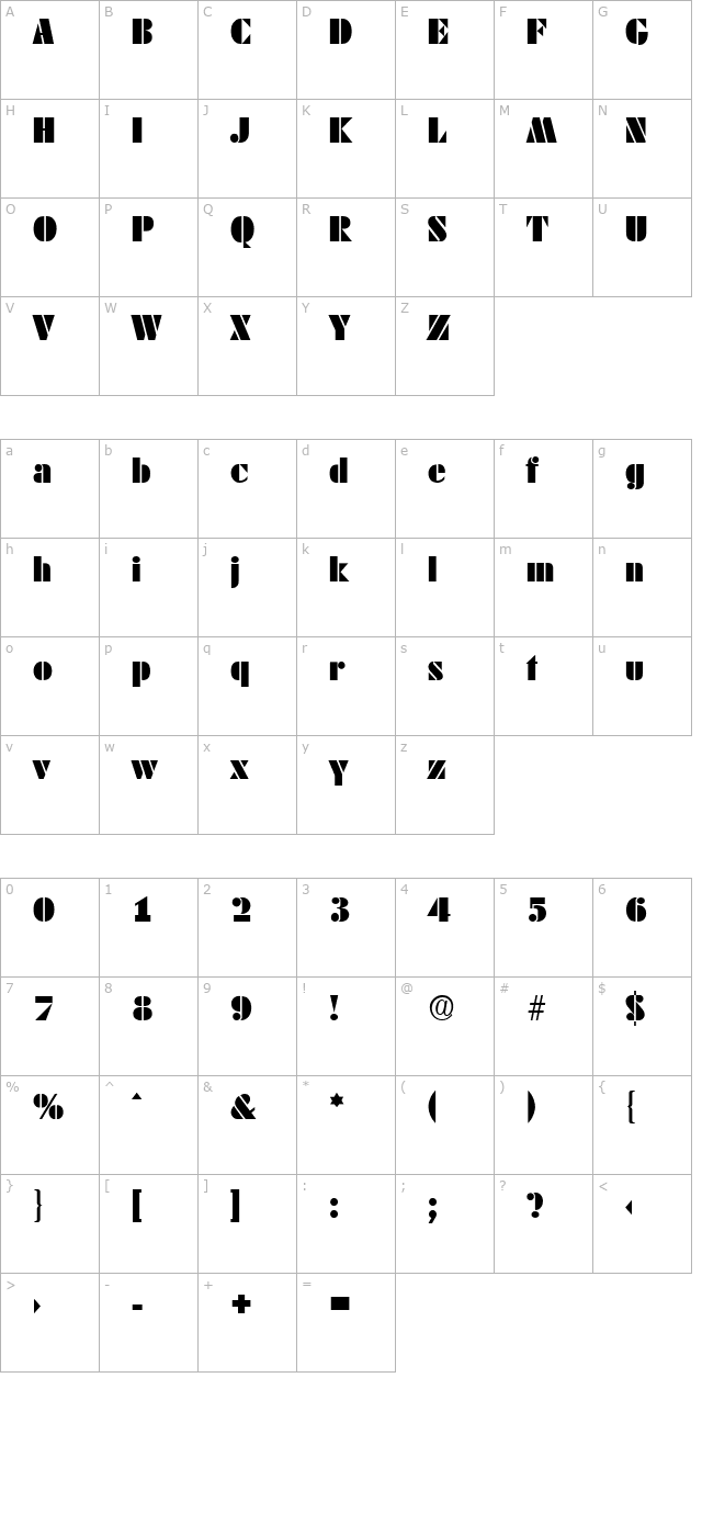 dekoblack-serial-regular character map